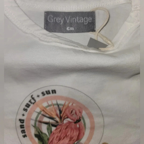 NWT Grey Vintage Flamingo Graphic Tee Size  6 Months - Picture 6 of 6